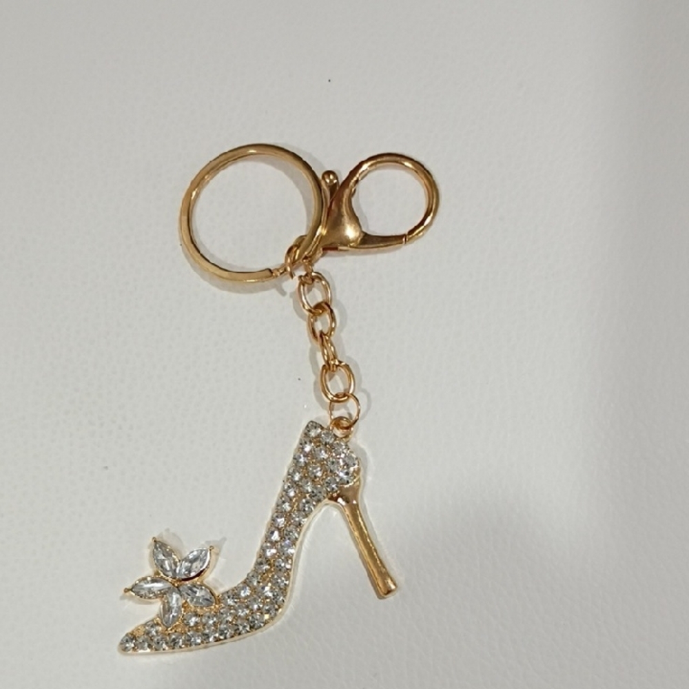 Gold and Silver Rhinestone High Heel Bag Charm /Keychain